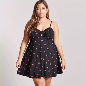 Lip print skater dress